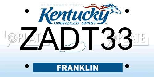 ZADT33 Kentucky License Plate