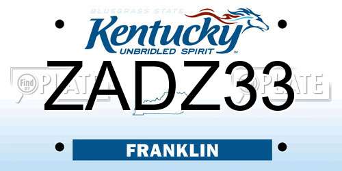 ZADZ33 Kentucky License Plate