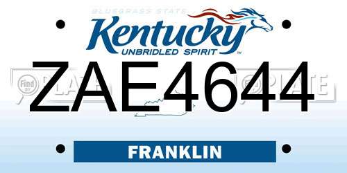 ZAE4644 Kentucky License Plate