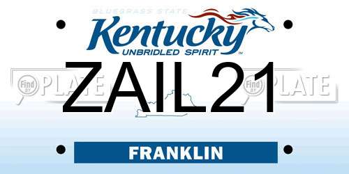 ZAIL21 Kentucky License Plate