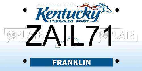 ZAIL71 Kentucky License Plate