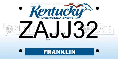 ZAJJ32 Kentucky License Plate