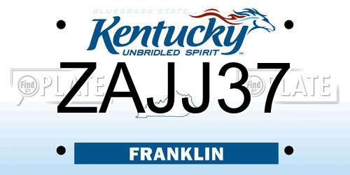 ZAJJ37 Kentucky License Plate