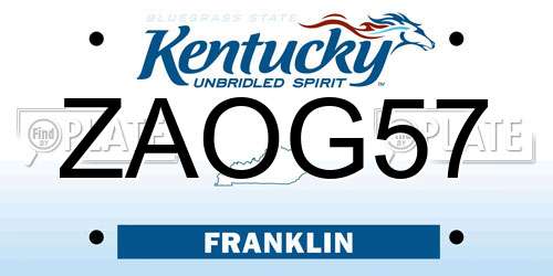 ZAOG57 Kentucky License Plate