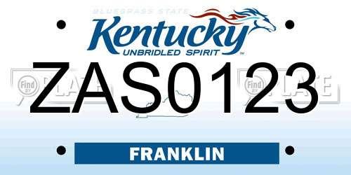 ZAS0123 Kentucky License Plate