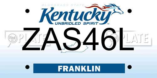 ZAS46L Kentucky License Plate
