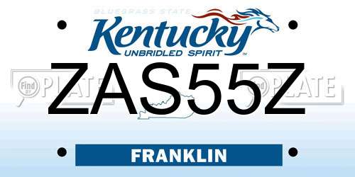 ZAS55Z Kentucky License Plate