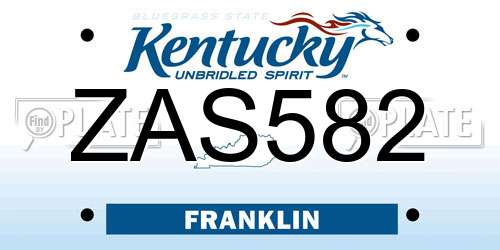 ZAS582 Kentucky License Plate
