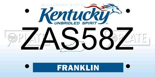 ZAS58Z Kentucky License Plate