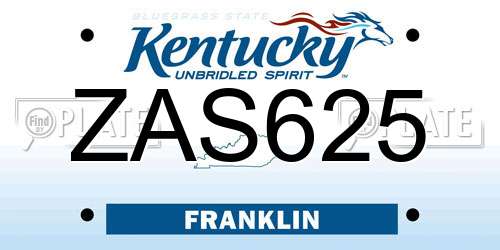 ZAS625 Kentucky License Plate