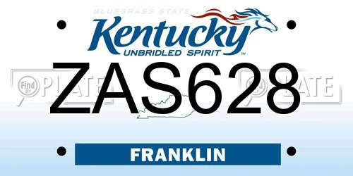 ZAS628 Kentucky License Plate