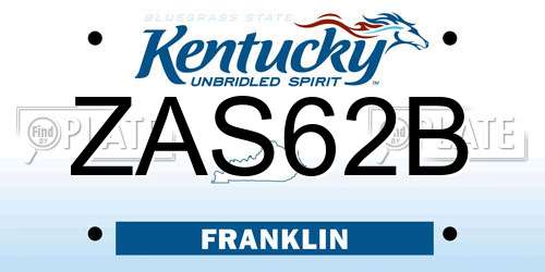 ZAS62B Kentucky License Plate