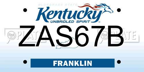 ZAS67B Kentucky License Plate