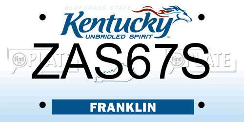 ZAS67S Kentucky License Plate