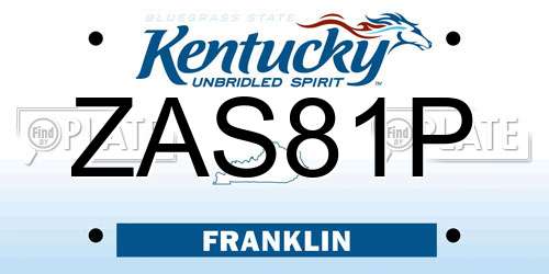 ZAS81P Kentucky License Plate