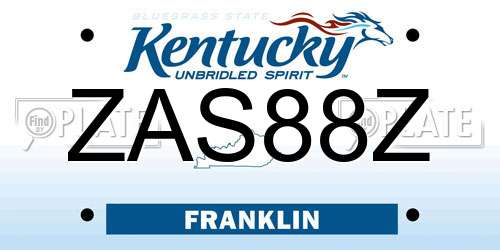 ZAS88Z Kentucky License Plate