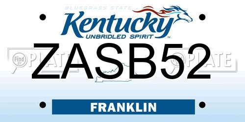 ZASB52 Kentucky License Plate