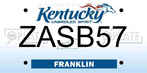 ZASB57 Kentucky License Plate