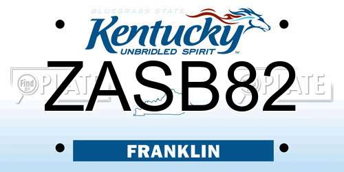 ZASB82 Kentucky License Plate