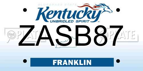 ZASB87 Kentucky License Plate
