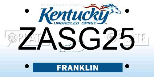 ZASG25 Kentucky License Plate