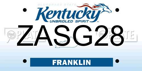 ZASG28 Kentucky License Plate