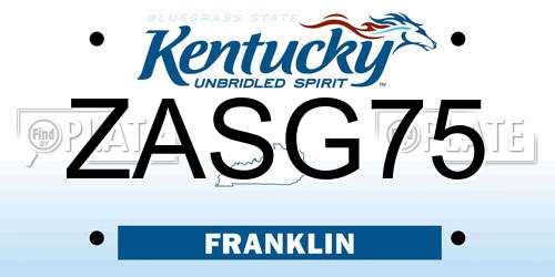ZASG75 Kentucky License Plate