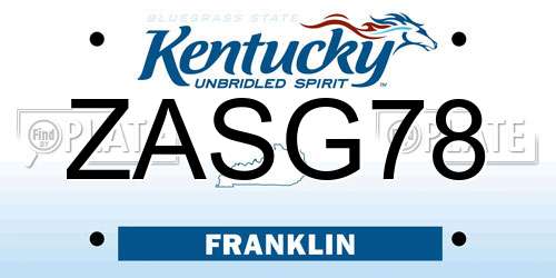 ZASG78 Kentucky License Plate