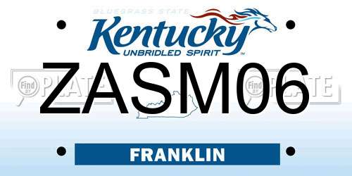ZASM06 Kentucky License Plate