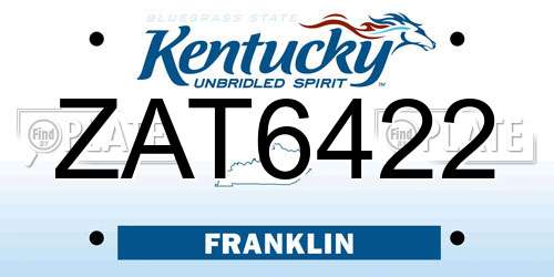 ZAT6422 Kentucky License Plate