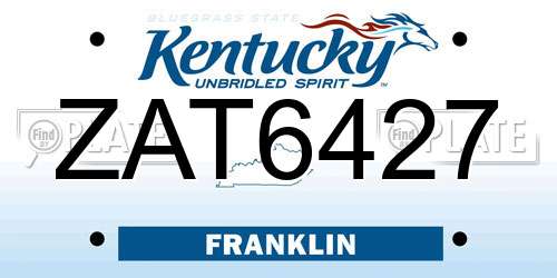 ZAT6427 Kentucky License Plate