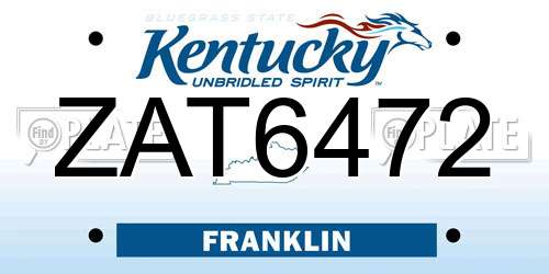 ZAT6472 Kentucky License Plate