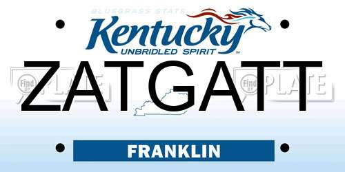 ZATGATT Kentucky License Plate