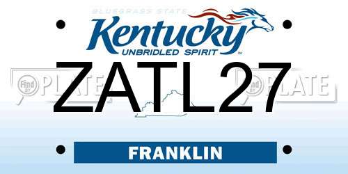 ZATL27 Kentucky License Plate