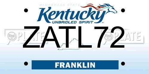 ZATL72 Kentucky License Plate