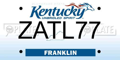 ZATL77 Kentucky License Plate
