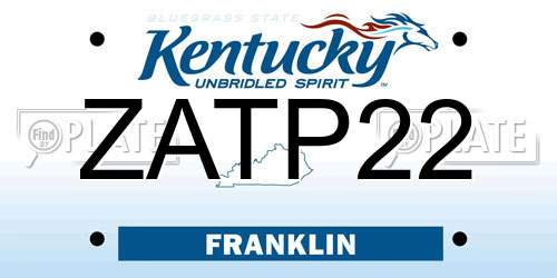 ZATP22 Kentucky License Plate