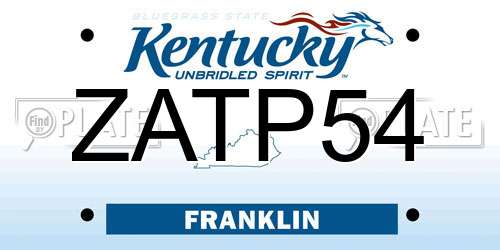 ZATP54 Kentucky License Plate