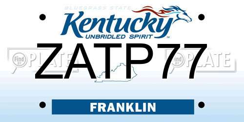 ZATP77 Kentucky License Plate