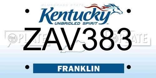 ZAV383 Kentucky License Plate