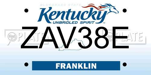 ZAV38E Kentucky License Plate