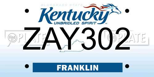 ZAY302 Kentucky License Plate