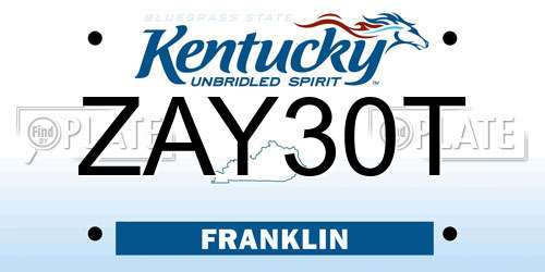 ZAY30T Kentucky License Plate