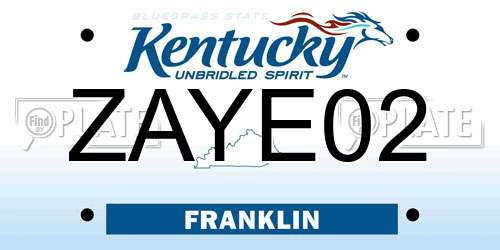 ZAYE02 Kentucky License Plate