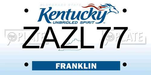 ZAZL77 Kentucky License Plate
