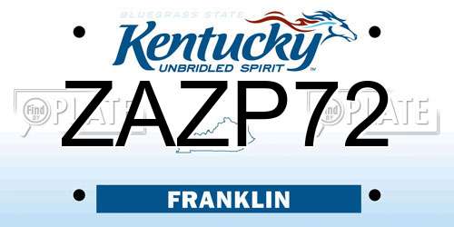 ZAZP72 Kentucky License Plate