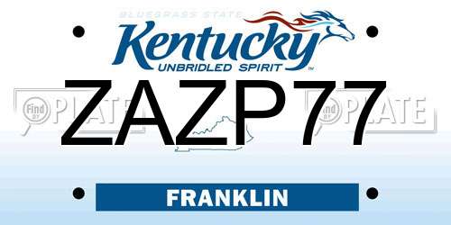 ZAZP77 Kentucky License Plate