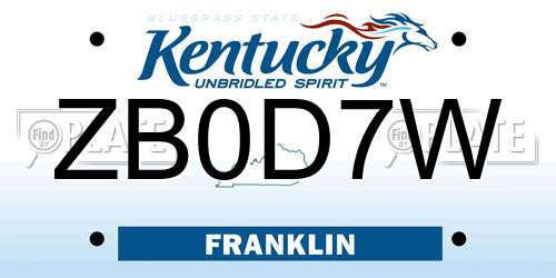 ZB0D7W Kentucky License Plate