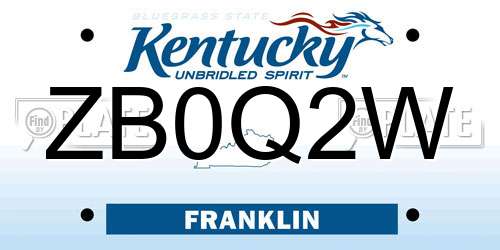 ZB0Q2W Kentucky License Plate