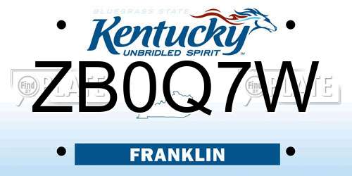 ZB0Q7W Kentucky License Plate
